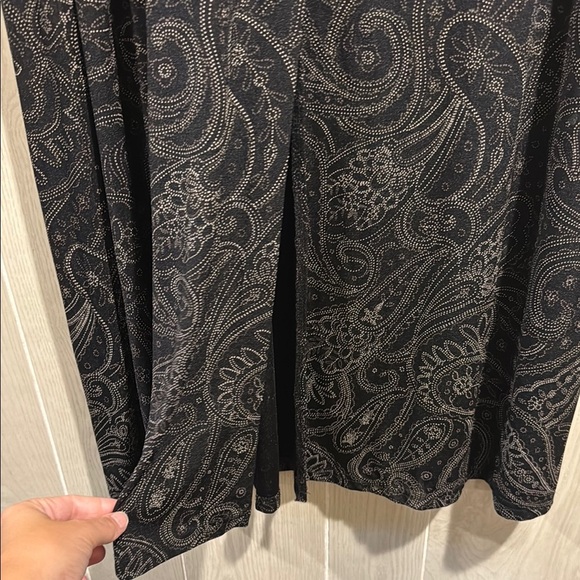 Vintage 90s Briggs New York Black Maxi A-Line Skirt, Faux Buttons, Front Slit - Picture 3 of 8